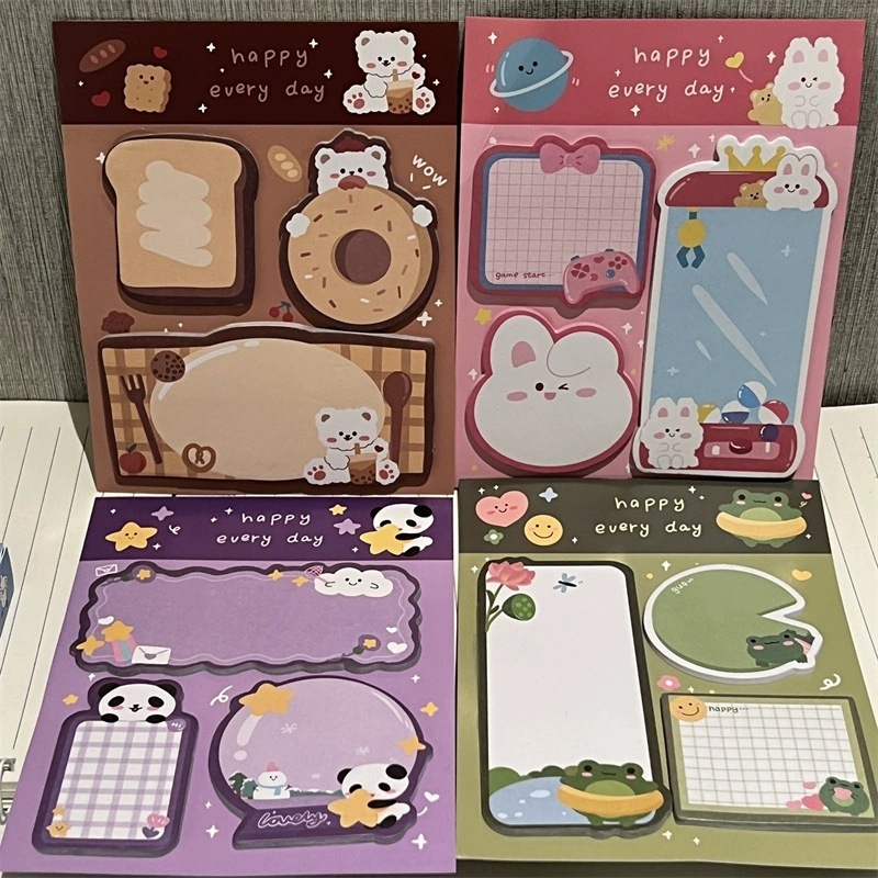 かわいいデザインの付箋ins風高颜値少女心動物モデルn回貼り付け可能シールパンダパン熊|undefined