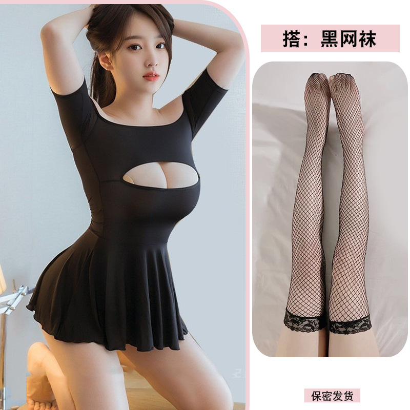 블랙 + 블랙 망사 스타킹