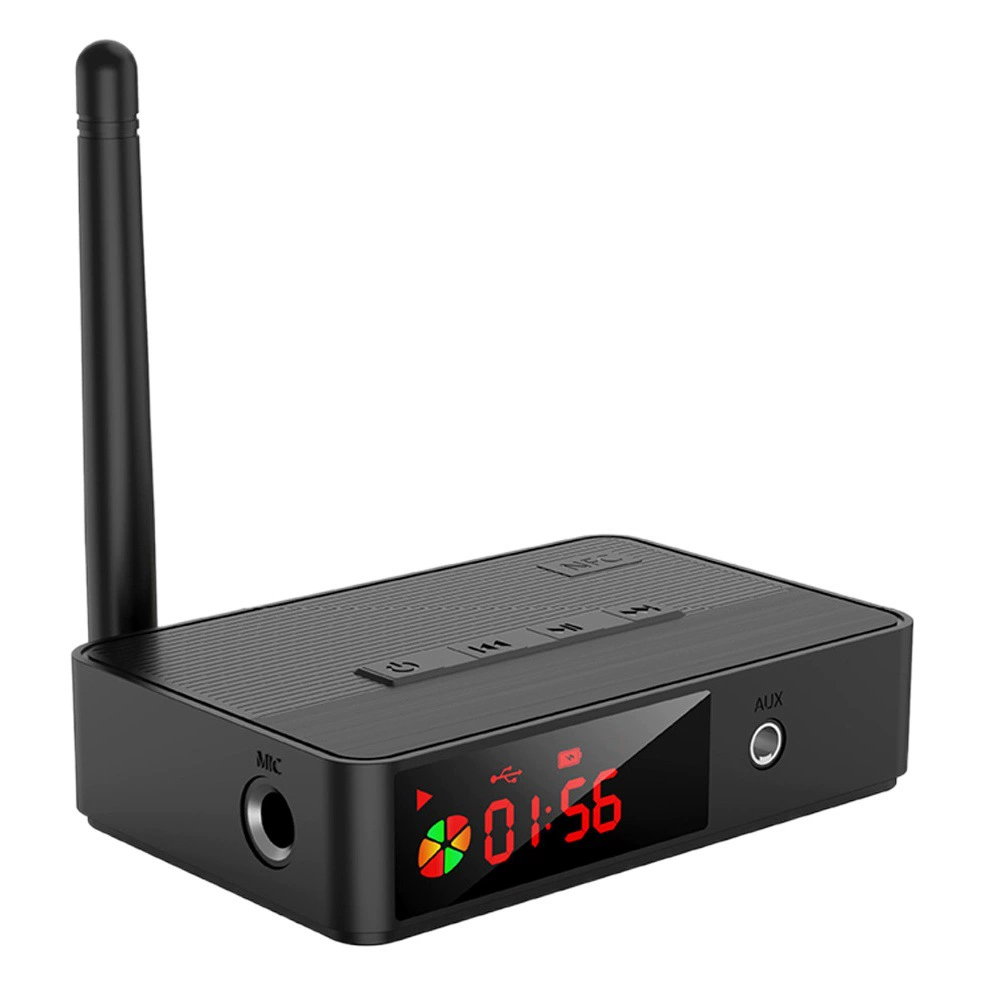 Музыкальный приемник NFC Bluetooth с оптоволоконным и коаксиальным подключением, аудиоадаптер Bluetooth 5.3, воспроизведение с USB-накопителя, микрофон для караоке
