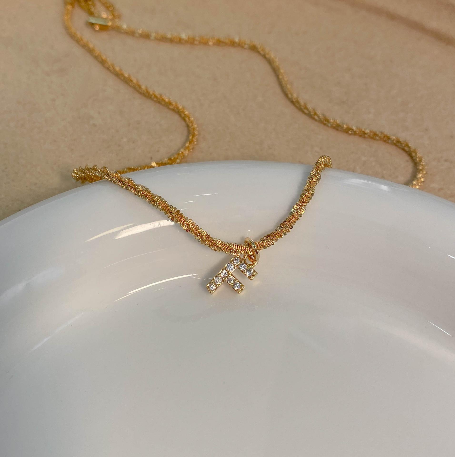 10g Weight Zircon Inlay Material Pendant Necklace Classification 1 Piece Quantity Holiday, Daily Occasion Titanium Steel Material Letter Pattern Women's Gender Plating, Inlay Design Simple Style, Classic Style Style Simple Style Classic Style Letter Titanium Steel Plating Inlay Zircon Pendant Necklace 18