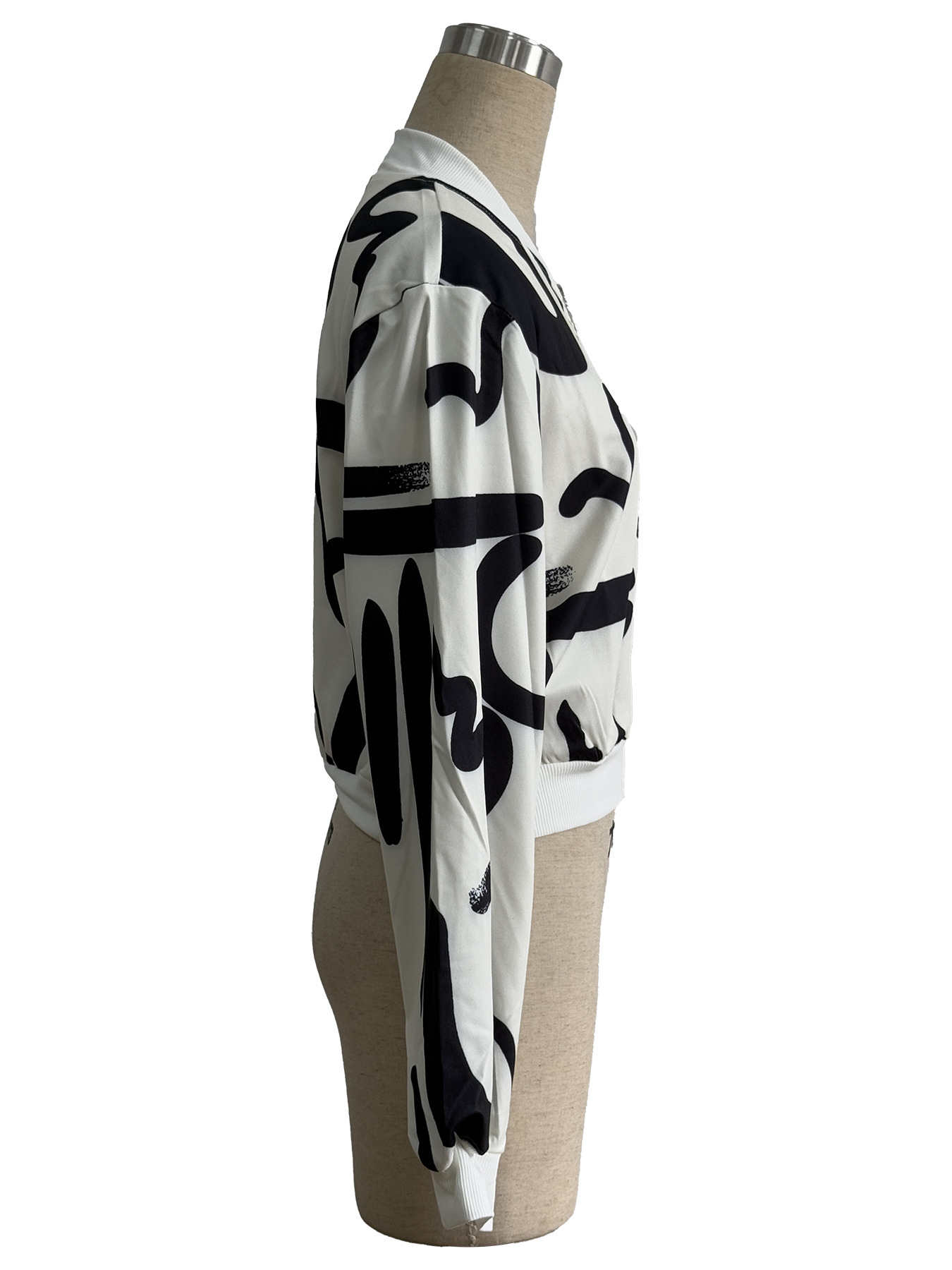 Elegante baseballjack voor dames met print en ritssluiting_voghion.com