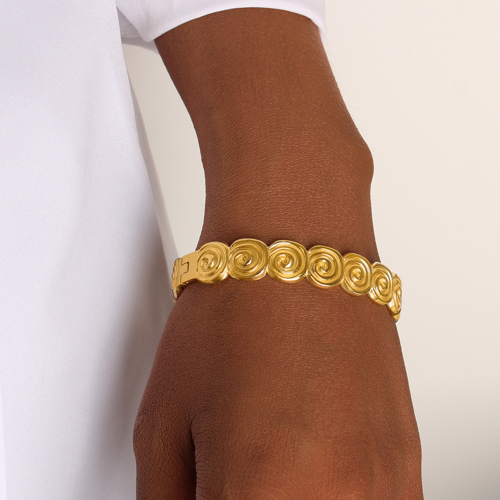 Bangle Classification PVD Coated Real Gold Plated Geometric 304 Stainless Steel Simple Style Waterproof Non Tarnish 304 Stainless Steel Bangle