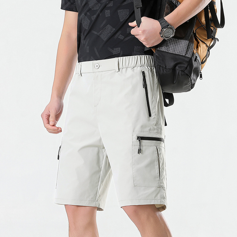Cross-Border Workwear Shorts for Men, Summer Multi-Pocket Zipper Casual Quick-Dry Outdoor Hiking Cycling Sports Shorts for Men