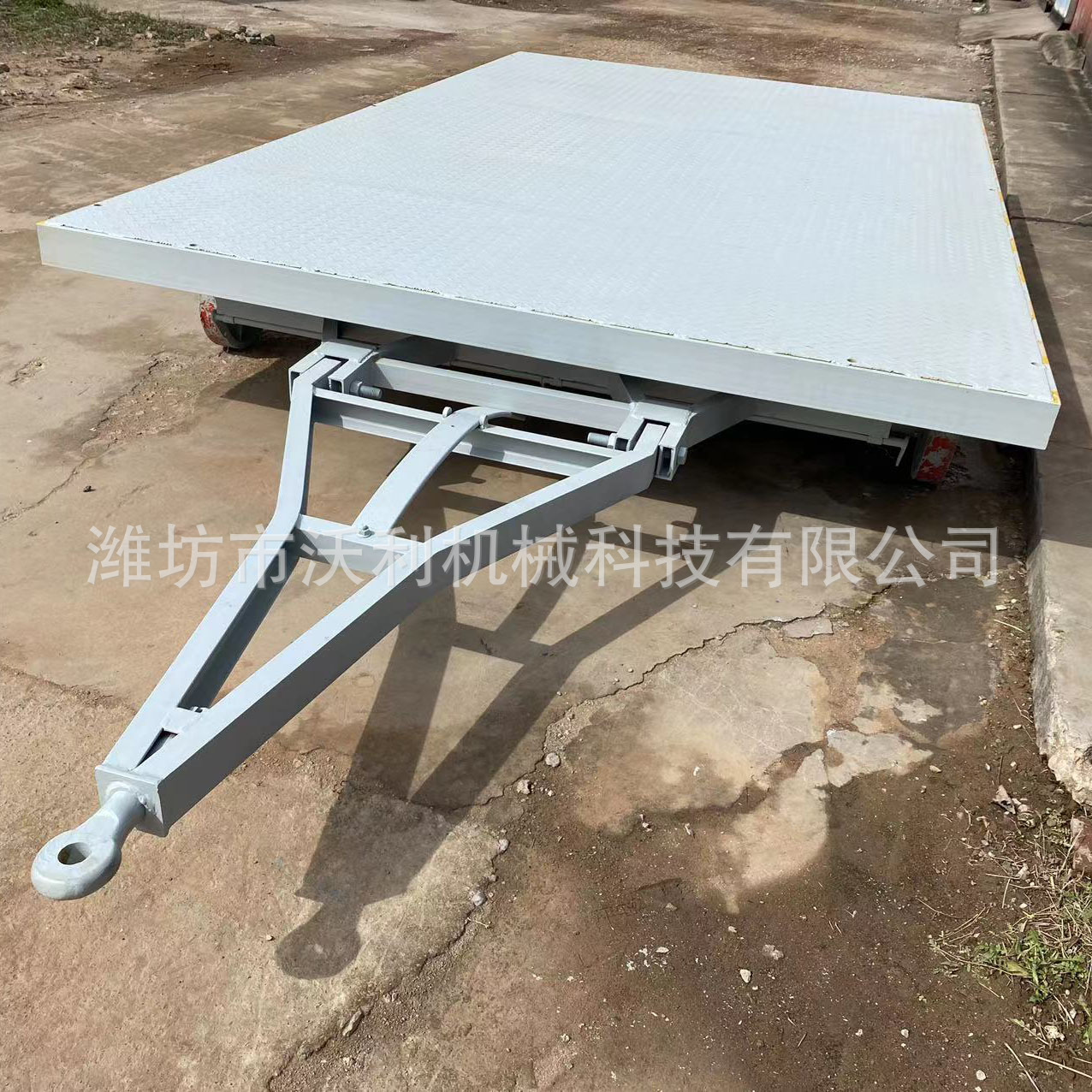 车间搬运牵引平板车 拖挂式拖车 物流仓储转运用四轮转向平板拖车