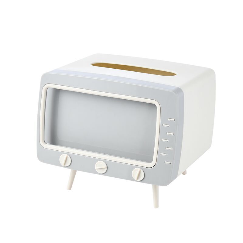 Caja de pañuelos para TV, soporte multifuncional para escritorio, soporte para ver el teléfono móvil, caja de almacenamiento de plástico para sala de estar