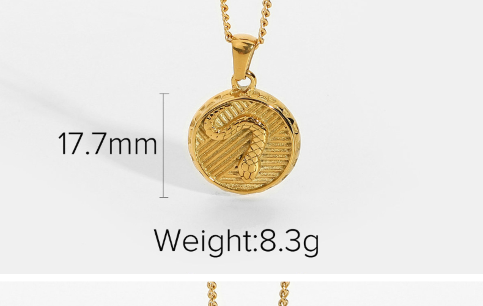 Embossed Effect Pendant 18k Gold Plated Stainless Steel Necklace display picture 4
