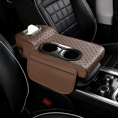 Armrest box pad — Central Car Elbow Rest Pad - high-and-low-water-cup-models-embossed-gentleman-coffee