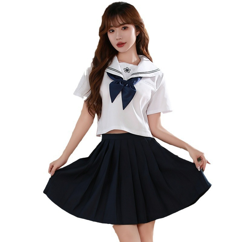 단색 자수 일본 JK 달콤한 귀여운 올매치 중간 길이 양말 가을 및 겨울 학생 유니폼 면 양말 새끼 양말 학술 스타일