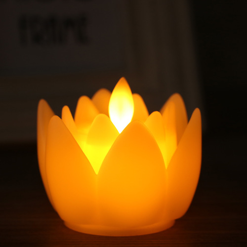 LED Lotus Simulation Swing Candle for Buddha Lamp, Safe and Smokeless Electronic Candle New Creative Direct Sales 