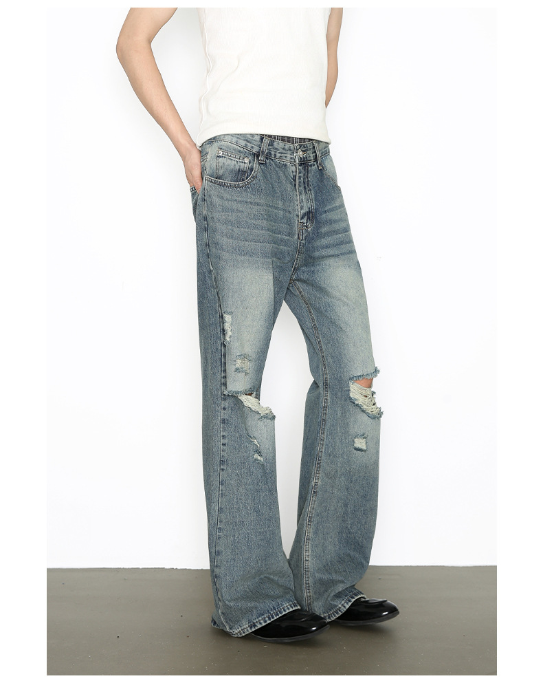 Vintage Washed Denim Jeans For Men Straight And Bootcut Fit_voghion.com