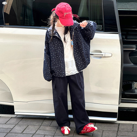 女童春秋2028新款韩版休闲连帽外套大童时髦洋气小女孩百搭冲锋衣|undefined