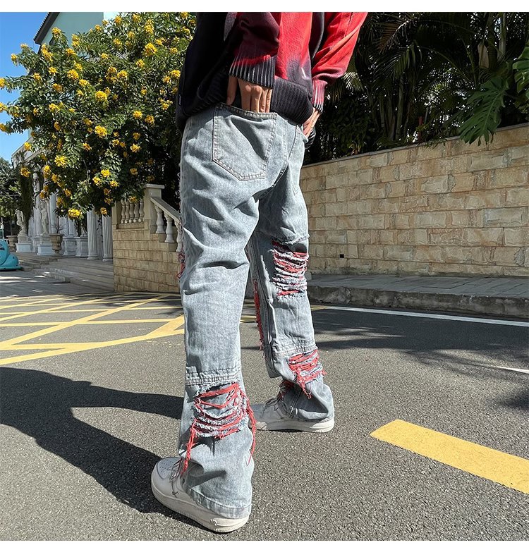 Ripped Straight-leg Jeans