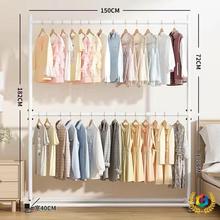 网红双层加轮晾衣架落地立式晾衣杆家用挂衣架室内阳台衣架可移动