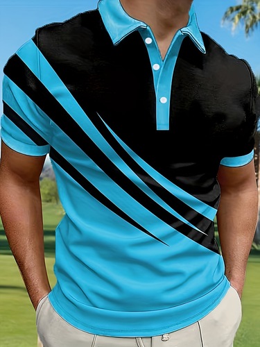 Color Block Golf Shirt Summer Color Block Short Sleeve Cross-border