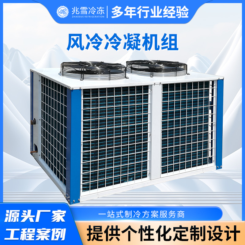 厂家供风冷冷凝机组U型箱式一体机半全封闭压缩机机冷库制冷设备
