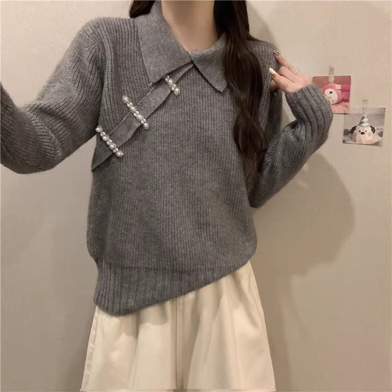 Design New Trendy Niche Sweater Base Layer for Autumn and Winter, Plus-Size Loose Slimming Pullover Chinese-Style Knitwear Outerwear Top