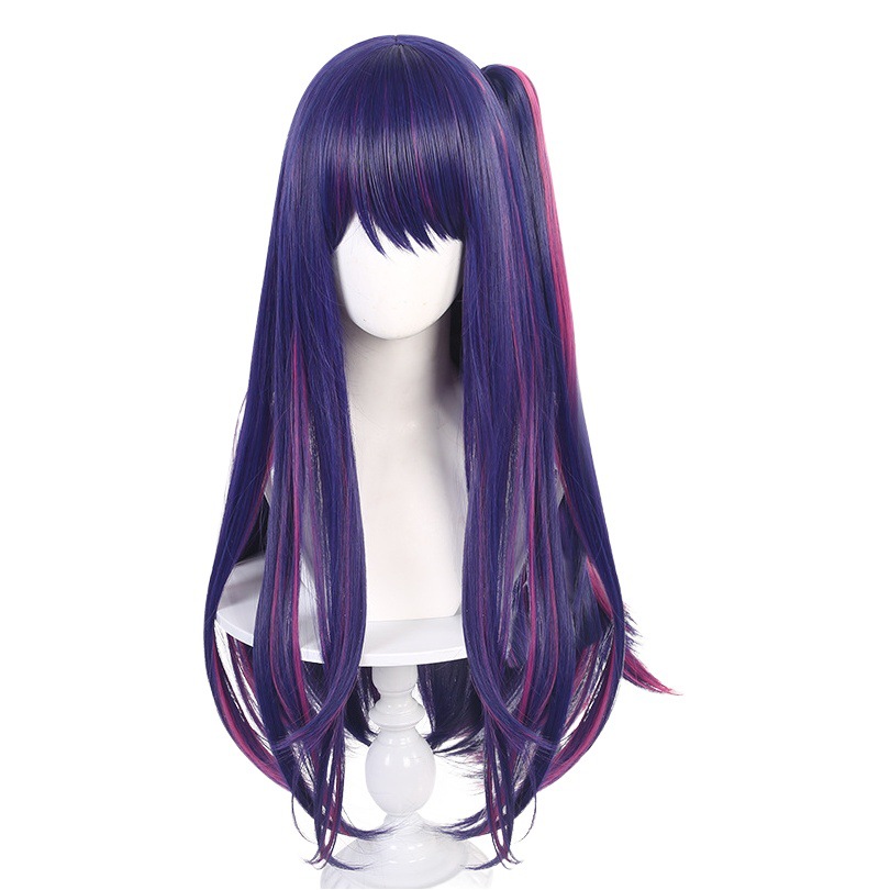 [Qifei] mi hijo Xingye amor cos simulación del cuero cabelludo peluca superior resalte especial azul y púrpura Largo