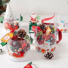 聖誕節包裝盒 透明小圓盒平安夜蘋果手提盒亞克力圓桶 糖果禮盒