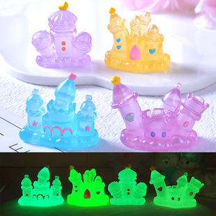 Cross-Border Luminous Ornaments Cartoon Castle Micro Landscape Car Ornaments Star Shell Castle DIY Resin Accessories