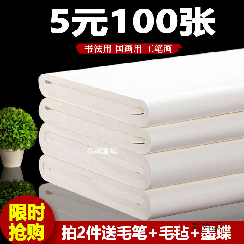 宣纸国画生宣纸书法专用纸毛笔字练习纸半生半熟初学者书法练习纸