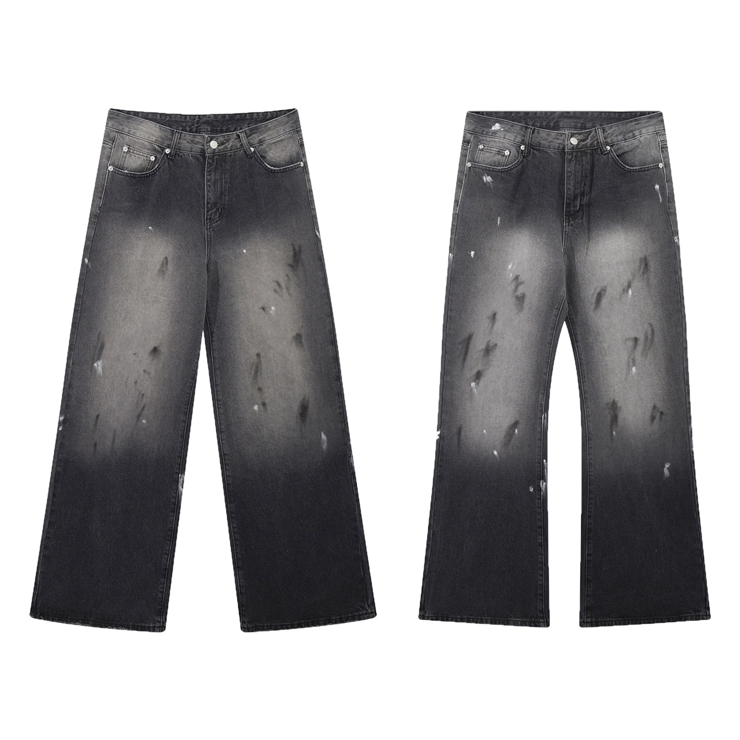 Acne стиль 25ss грязный ветер рисованной чернила брызги краски ретро старые брюки свободные широкие джинсы