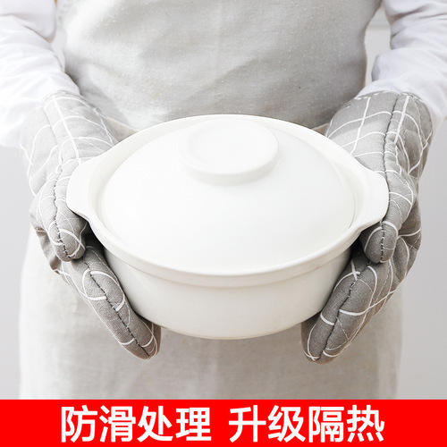 Microwave oven gloves, household kitchen insulation gloves, high temperature resistant anti-scalding hands, thickened oven-specific baking gloves