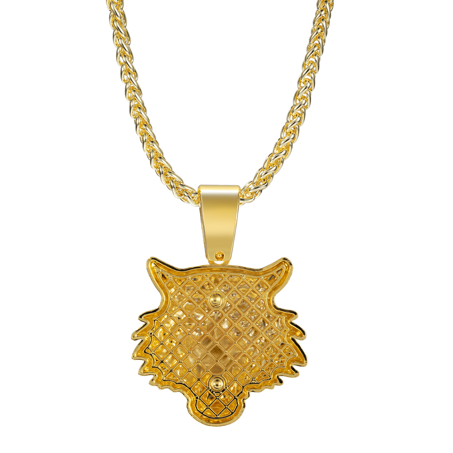 Tiger Head Pendant Necklace For Men Alloy Diamond Studded Jewelry_voghion.com