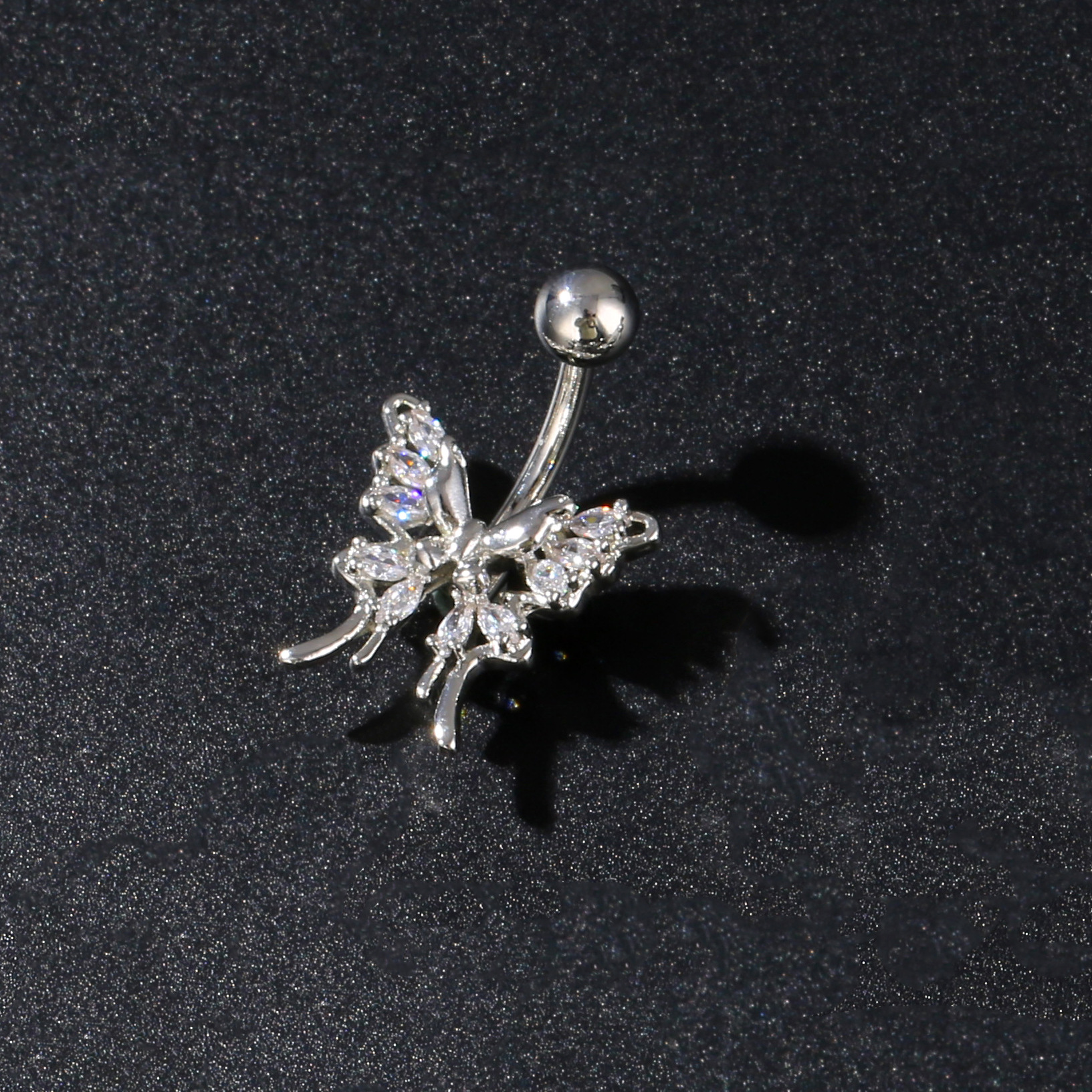 Bijou de piercing nombril papillon transfrontalier en cuivre et zircon incrusté, issu du commerce extérieur européen et américain._voghion.com