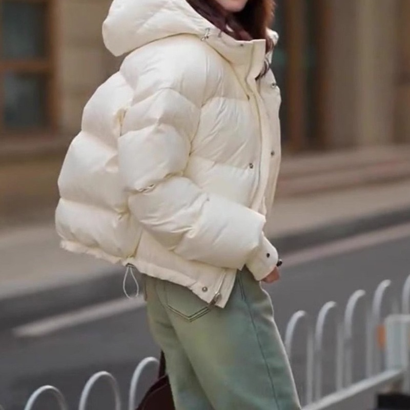 高級感超きれいな白い短い綿服女性2024冬ファッション保温ケン豆パン綿服厚いコート|undefined