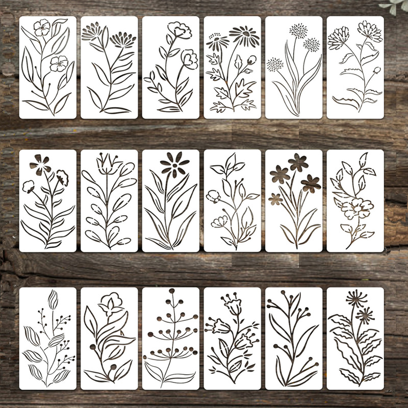 国境を越えたAmazonの人気の花と植物の絵画中空テンプレートスプレーペイントスプレー印刷工芸品漏れ印刷DIYデザインテンプレート|undefined