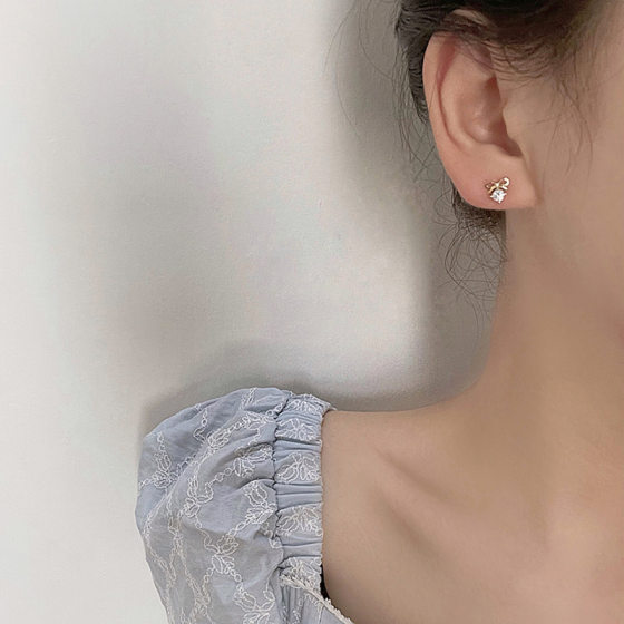 Bow Earrings Women's 2023 New Fashionable Light Luxury Small Fresh Micro Zircon Earrings for Girlfriend Gift