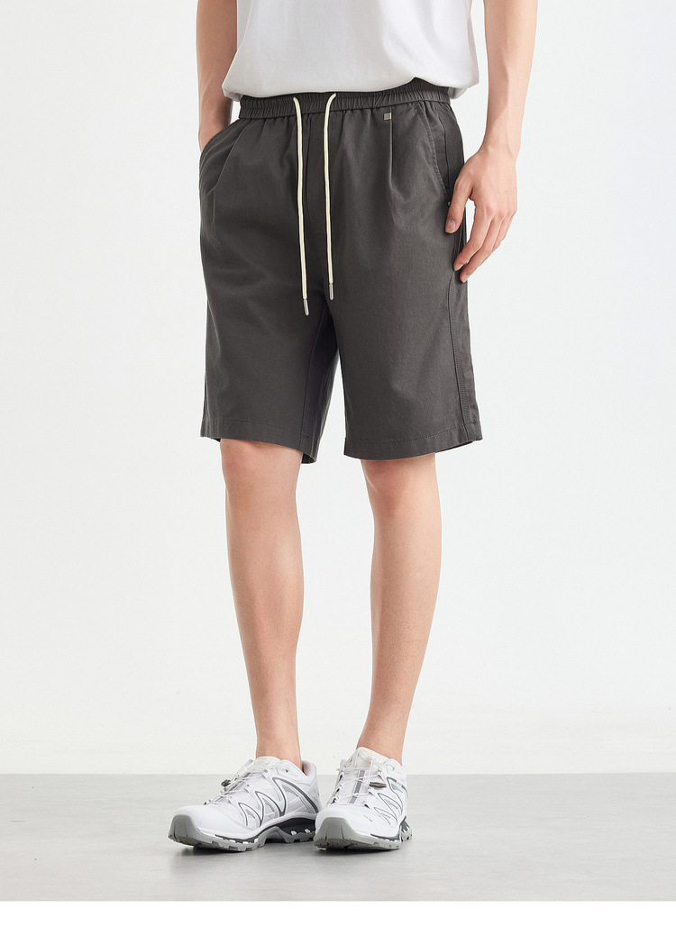 Quần short nam ống đứng dáng thẳng chất liệu cotton pha Lycra phong cách công sở — đen chi tiết 14