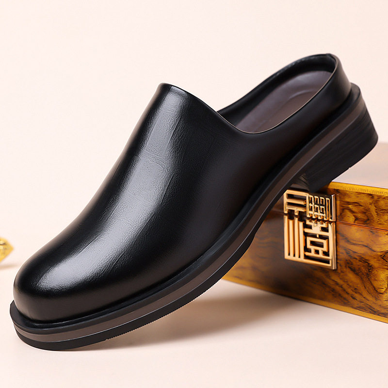 Dép sandal nam quai ngang kiểu lười xỏ chân, mặt giày bóng nhẹ, đế cao su êm chân — Z7123 màu đen, z7123 màu nâu