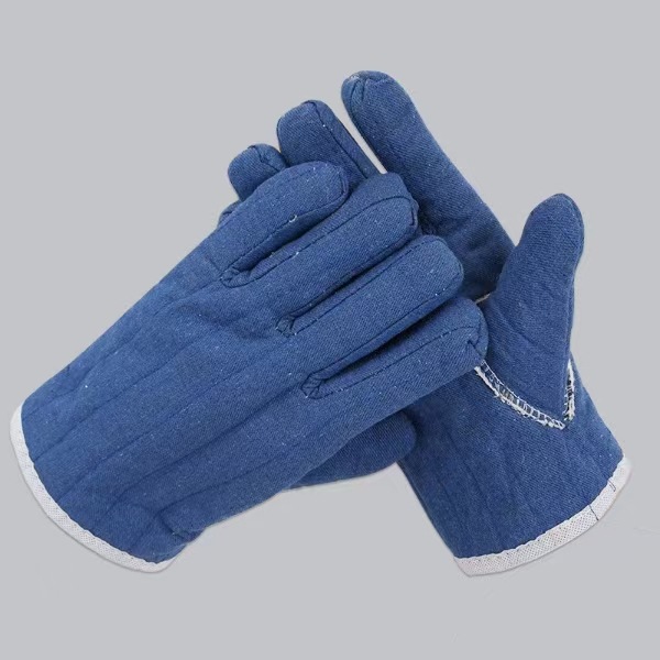 블루 코튼 다섯 손가락 장갑