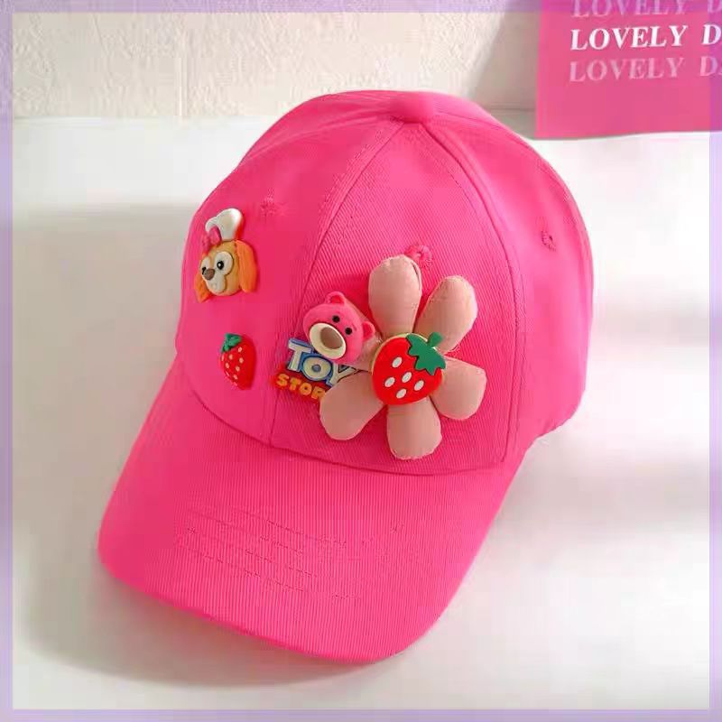 Sombrero de béisbol infantil primavera y otoño osos de fresas lindos rosa dulce bebé gorra de lengua de pato moda coreana DLY image 11