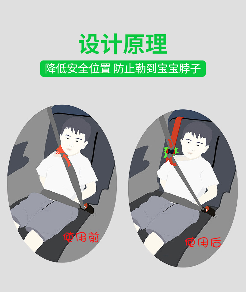 Car Baby Child Safety Belt Adjuster and Fixator, Anti-Strangle Limiter, Portable Car Safety Seat
