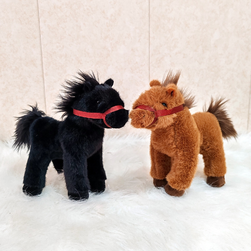 Linda muñeca pony peluche caballo dragón blanco pequeña muñeca de trapo caballo oscuro regalo de cumpleaños para niños muñeca de zoológico