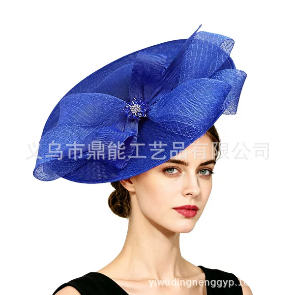 Cross-border mesh fascinator headpiece, European and American style bridal party and horse racing festival hair accessory, women's fashionable sun hat