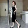 夏季无袖新款打底黑裙
