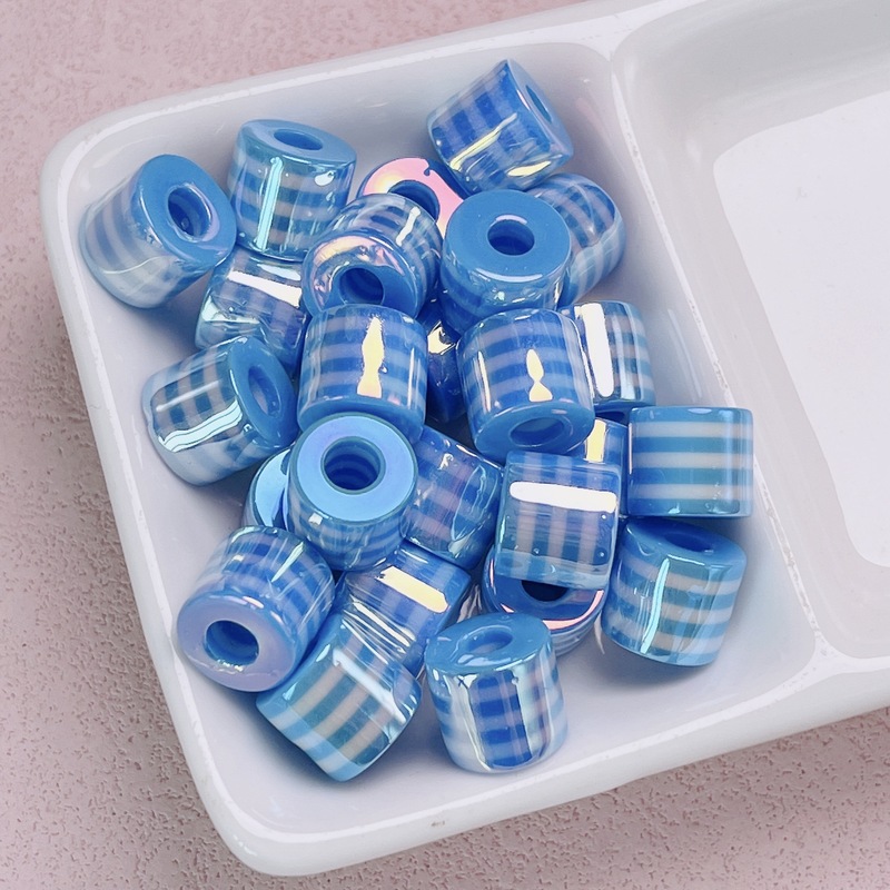 高品uv光学メッキカラー樹脂ストライプ円柱バレルビーズ手作りdiyブレスレットネックレスビーズアクセサリーアクセサリー|undefined