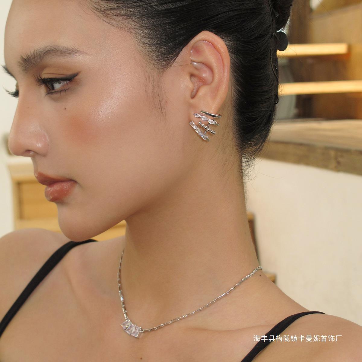 Boonee alus輕奢氛圍感馬眼鋯石耳環高級感獨特圈圈耳飾女設計感