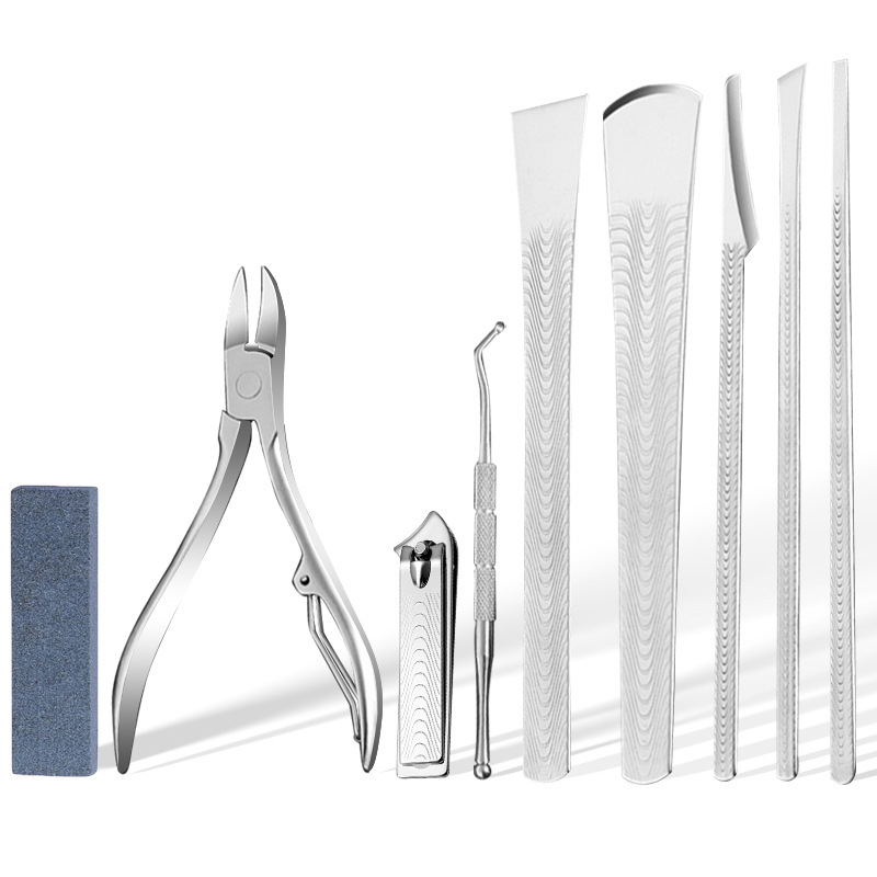 Cuchillo inclinado herramientas de pinza de uñas grises cuchillo de pedicura profesional cuchillo de excavación cuchillo de ojo de gallina para recoger la zanja de uñas conjunto de uña incrustada una sola pieza