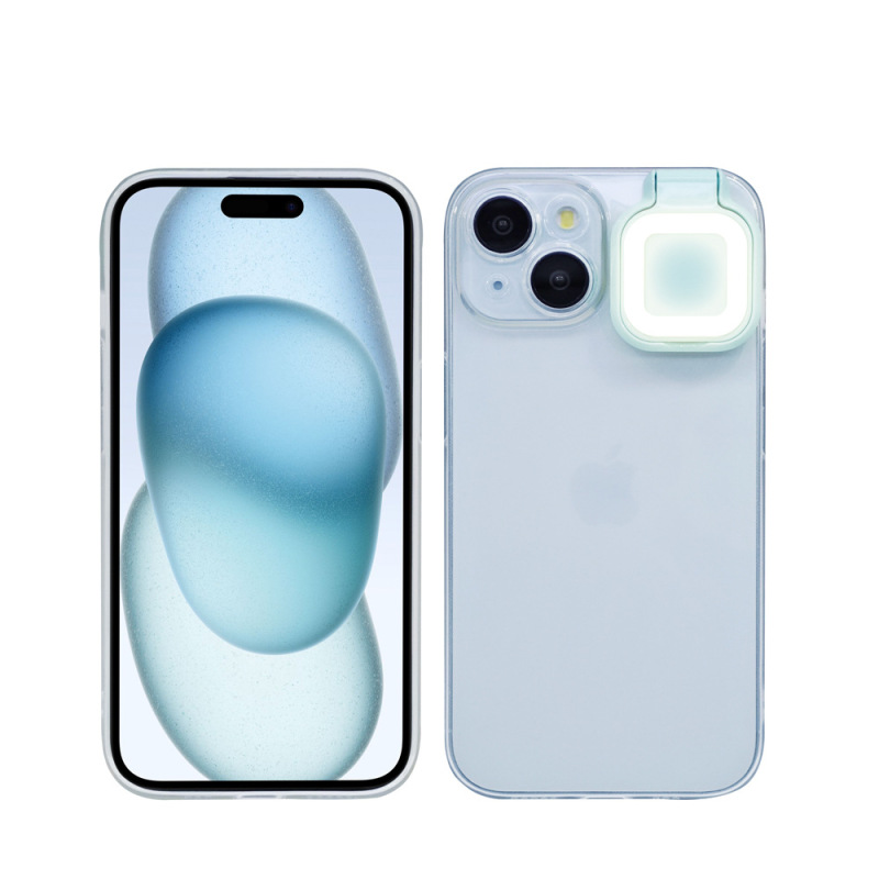 2025年新型16promaxフルカバー透明補光ライト付きスマホケース、Apple 17用美顔ライトソフトケース|undefined