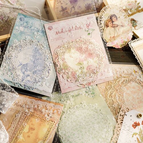 Floral Lace Vintage Retro Fresh and Light Handmade Notebook Collage Background Material Paper