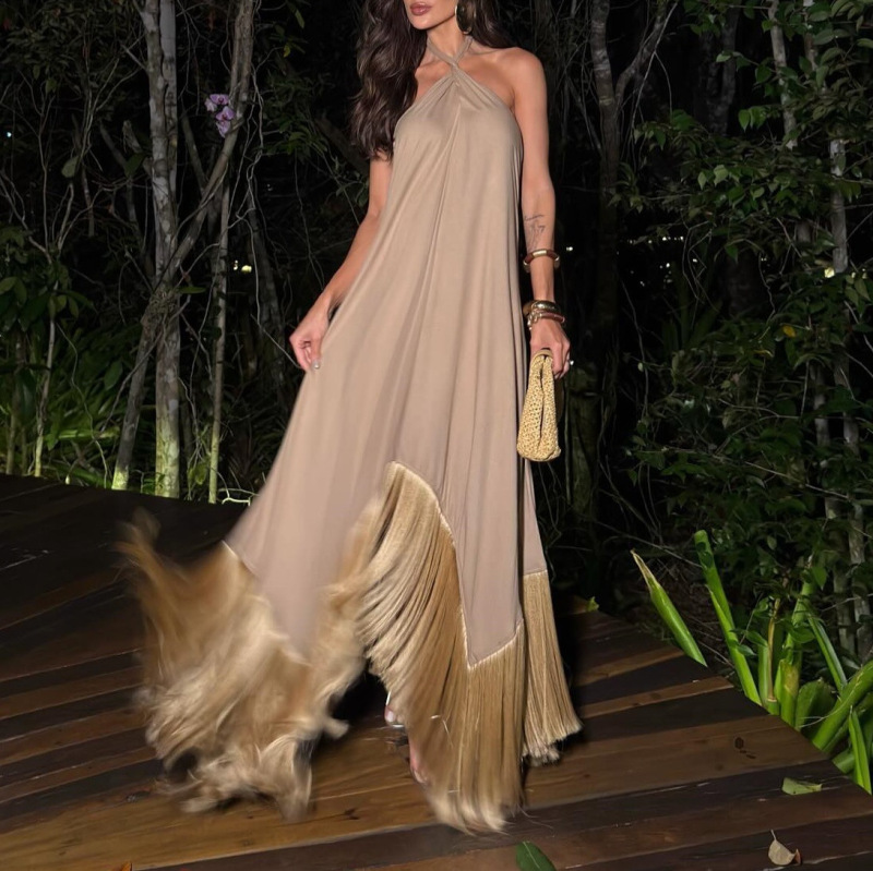 Gy27055 Cross-Border Elegant Halter Neck Tassel Party Evening Dress Long Dress Gy27055 Cross-Border Elegant Halter Neck Tassel Party Evening Dress Long Dress