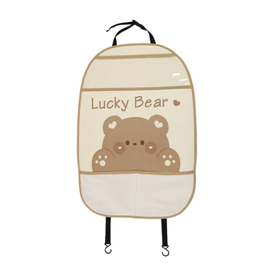 Cute Car Seat Back Anti-Kick Pad Cartoon Print Car Anti-Dirty Anti-Wear Pad Multi-Functional Storage Car Supplies (Chair back anti-kick pad) - fat-bear-large-anti-kick-pad