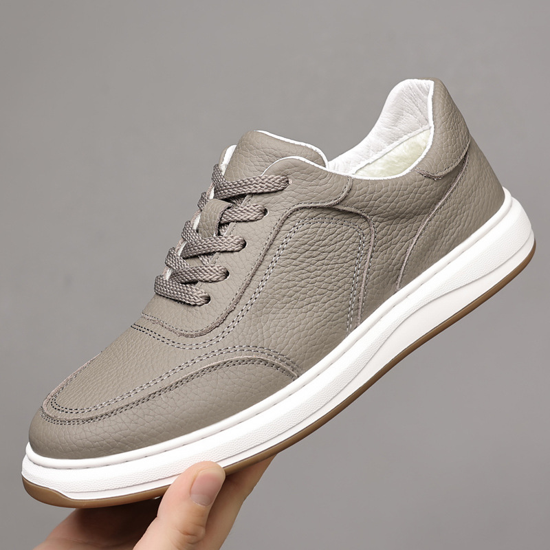 Piel de vaca de primera capa zapatos de algodón para hombres de invierno cuero genuino más terciopelo zapatos de cuero cálidos para hombres suela suave zapatos de hombre de superficie suave dos zapatos de algodón