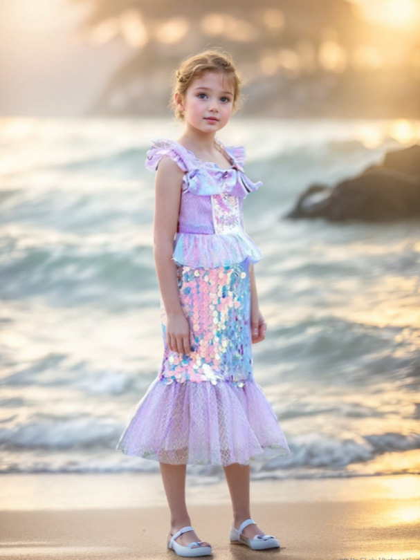 Children's suit, dress, small princess costume, "fish tail" cut