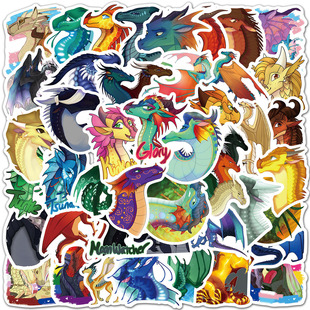 60 Fire Wing Flying Dragon Cartoon Stickers Waterproof Luggage Computer Stickers the Final Countdown