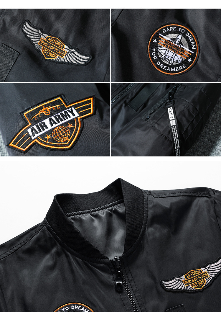 Men's Pilot Jacket Double Sided Embroidered Baseball Jacket_voghion.com